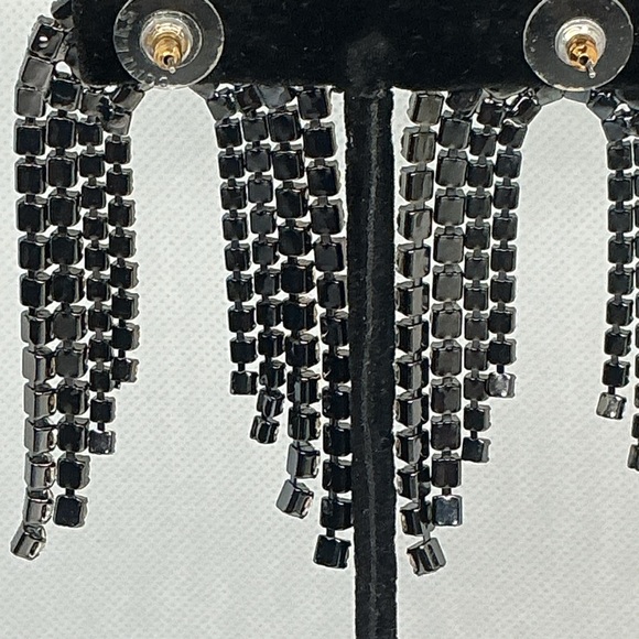 Art Deco Revival Rhinestone Faux Pearl Waterfall Dangle Stud Earrings - Picture 8 of 10